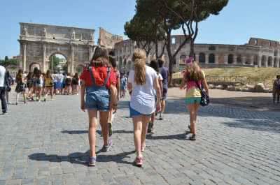Kids walking in Rome